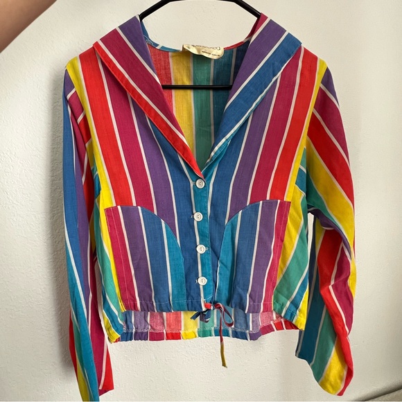 SOLD Vintage 60s Rainbow Sailor Top - Picture 1 of 4